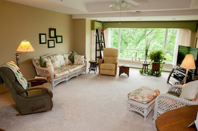 Bright interior common area with comfortable seating