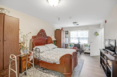 Cozy resident room with decorative furniture