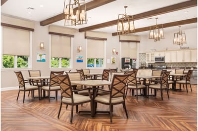 Interior dining area with tables and chairs