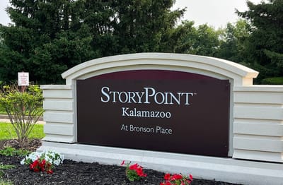 Facility sign for StoryPoint Kalamazoo at Bronson Place