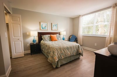 Cozy resident room with a bed and decor