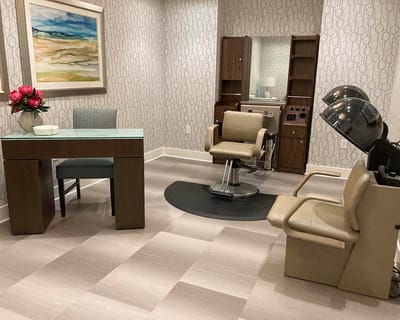 Inside view of a hair salon at the facility