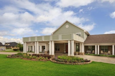 Exterior view of a senior living facility entrance