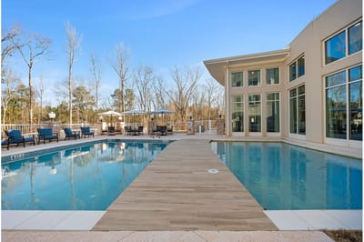 Outdoor pool area of a senior living facility