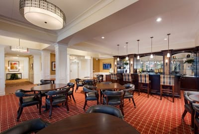 Interior common area with seating and a bar