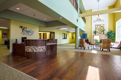 Interior lobby of The Craig Senior Living facility