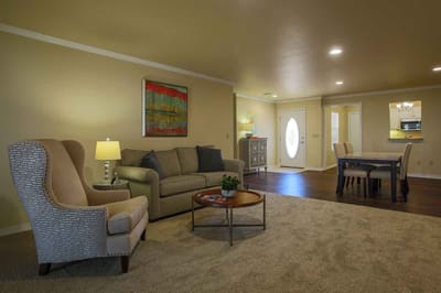 Bright interior of a senior living room