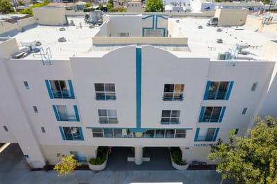 Front view of Harbor Terrace Retirement Community building