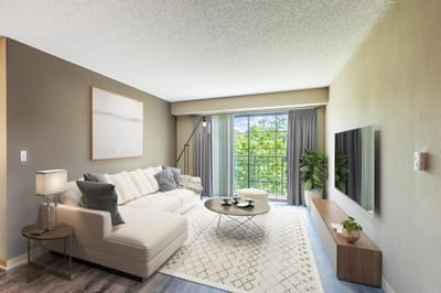 Cozy living room with natural light and modern decor