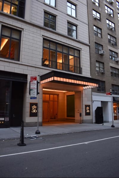 Facade of the building entrance with lighting