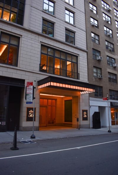 Exterior view of the Sunrise at East 56th building entrance