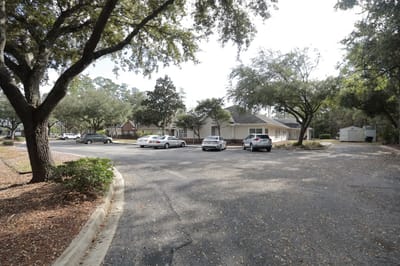 Parking lot view of a senior living facility