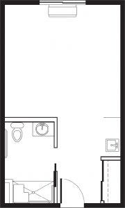 Architectural floor plan of a resident room