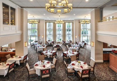 Elegant dining room set up for a meal