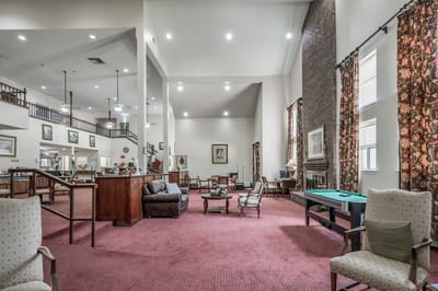 Common area with seating and decorations