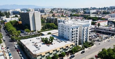 Aerial view of the Grandview Retirement Center and surrounding area