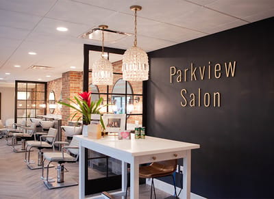 Interior view of Parkview Salon with modern decor