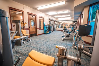 Interior view of a gym with exercise equipment