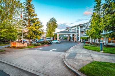 Exterior view of The Stafford assisted living facility