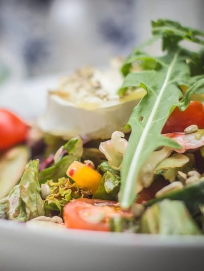 A close-up of a vibrant salad