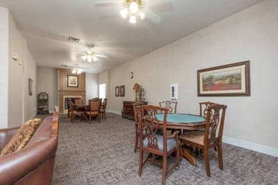 Common area with dining tables and chairs