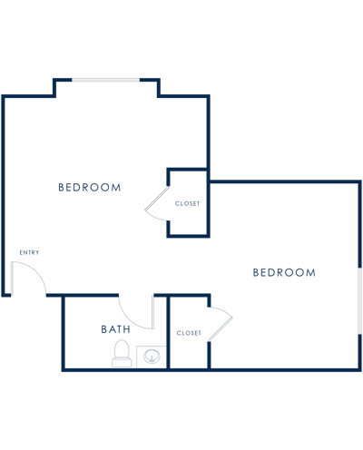 Architectural floor plan of resident rooms