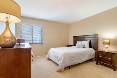 A bright and clean resident room setup