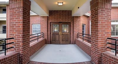Welcoming entrance of Brookdale Westlake Hills facility