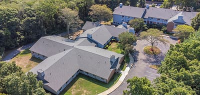 Aerial view of Brookdale South Bay facility surrounded by greenery