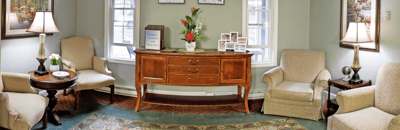 Comfortable common area with seating and decor
