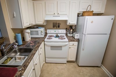 Well-equipped kitchen area in a senior living facility