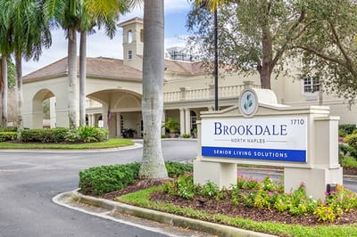 Exterior view of Brookdale North Naples senior living facility