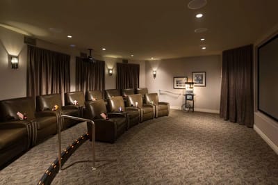 Interior of a cozy movie theater room