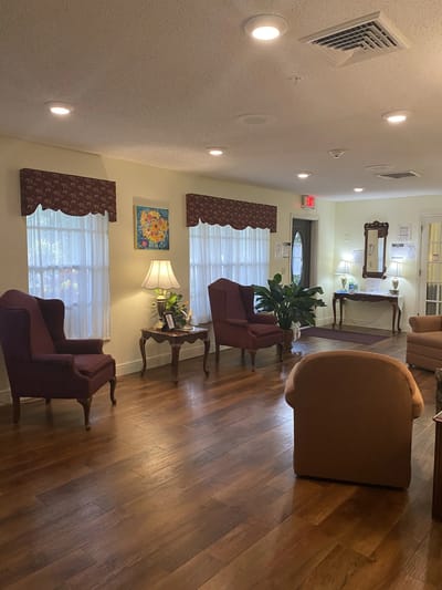 Cozy common area with seating and natural light