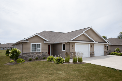 Exterior view of a residential-style building with landscaping