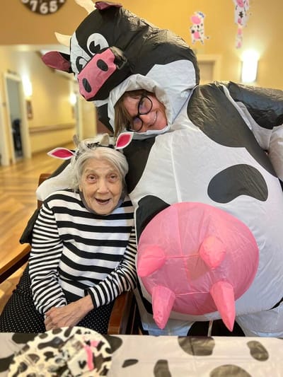 Residents enjoying a fun activity in costume