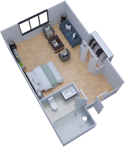 3D layout of a resident's private room