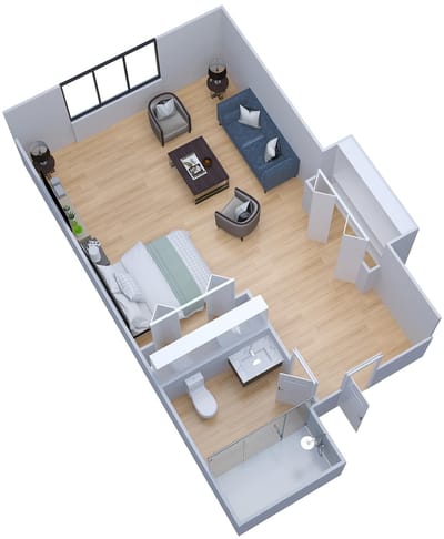 Architectural floor plan of a residential unit