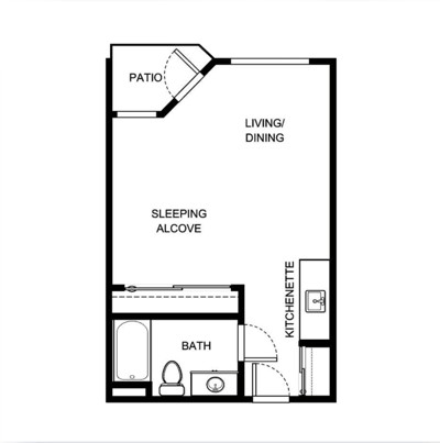 Architectural floor plan of a resident unit