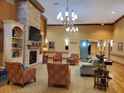 Cozy interior common area with seating and decor