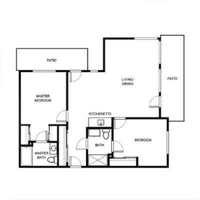 Architectural floor plan of a unit layout
