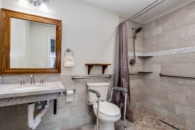 Accessible bathroom with safety features