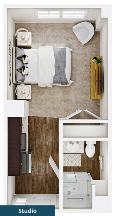 Floor plan of a studio room