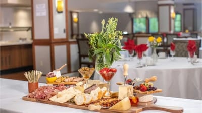 Elegant charcuterie display in dining area