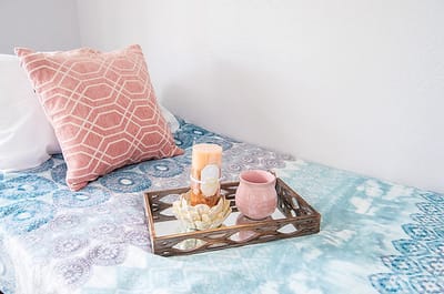 Cozy room setup with decorative items