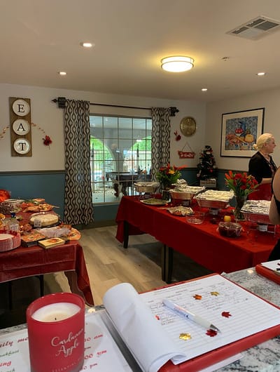 Dining area with food and decorations for a celebration