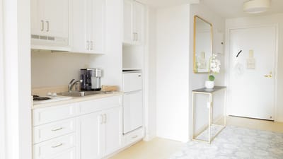 Bright kitchen area in a private resident unit