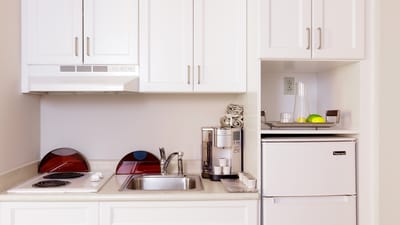 Well-equipped kitchenette in a senior living unit