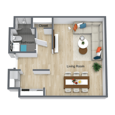 Architectural floor plan of a living space