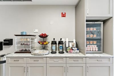 Snack station with drinks and desserts
